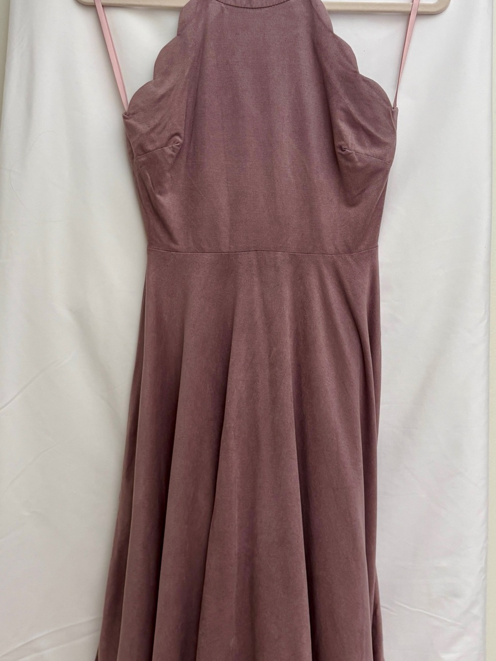 Altar'd State Mauve Strapless Scallop-Hem Evening Dress